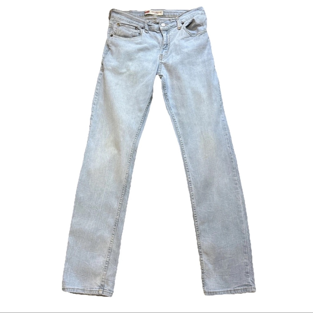 Levi's 502 GIRLS Regular Taper Indigo Destructed Light Wash Denim Jeans 16 REG
